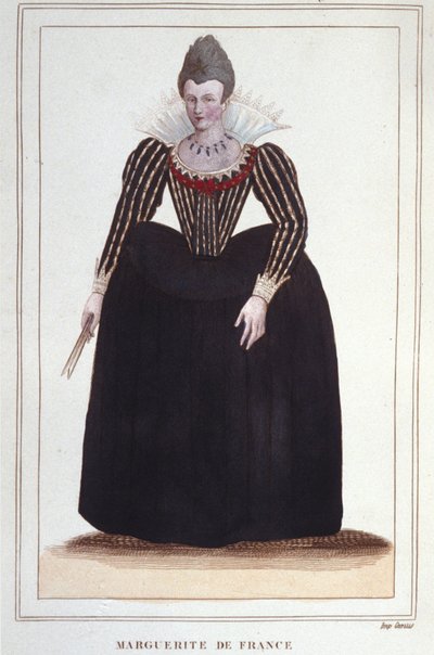 Retrato de Margarita de Valois, conocida como Reina Margot (1553 - 1615), Reina de Navarra, primera esposa de Enrique IV. Grabado de 1830 de Unknown artist