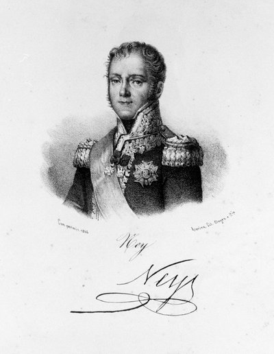 Retrato de Michel Ney, duque de Elchingen, príncipe de la Moskova (1769 - 1815), mariscal de Francia. Grabado del siglo XIX. de Unknown artist