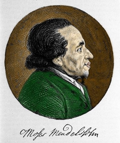 Retrato de Moses Mendelssohn (1729 - 1786), filósofo y verdadero fundador del judaísmo moderno. Abuelo del músico Felix Mendelssohn de Unknown artist