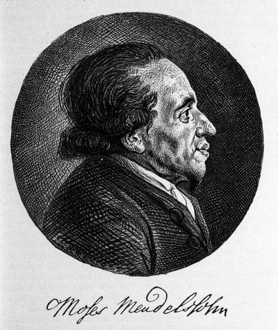 Retrato de Moses (Moisés) Mendelssohn (1729 - 1786), filósofo y verdadero fundador del judaísmo moderno. Abuelo del músico Felix Mendelssohn de Unknown artist