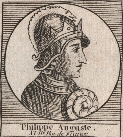 Retrato de Felipe II llamado Felipe Augusto (1165-1223) - grabado de “Instruction sur l