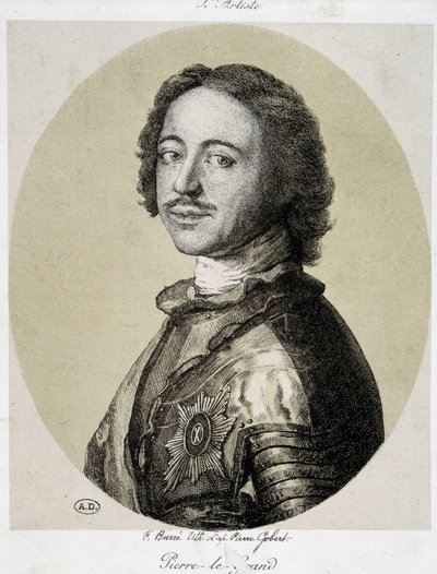 Retrato de Pedro el Grande - grabado de Unknown artist