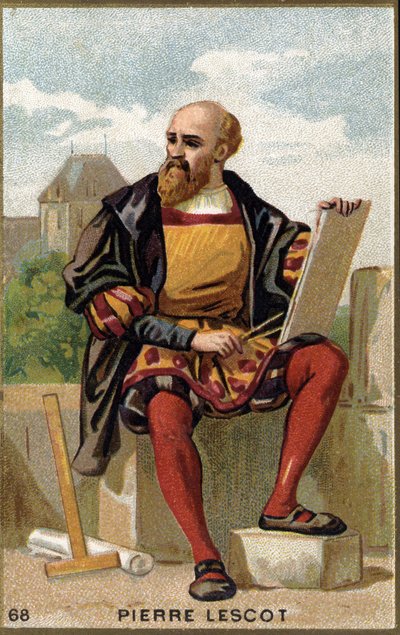 Retrato de Pierre Lescot (1515 - 1578) arquitecto y pintor francés. Cromolitografía del siglo XIX de Unknown artist
