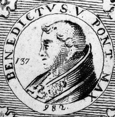Retrato del Papa Benedicto V. Grabado del siglo XIX de Unknown artist