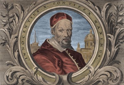 Retrato del Papa Inocencio X (Innocenzo, Innocentius o Giovanni Battista Pamphili) (1644-1655). grabado de Unknown artist