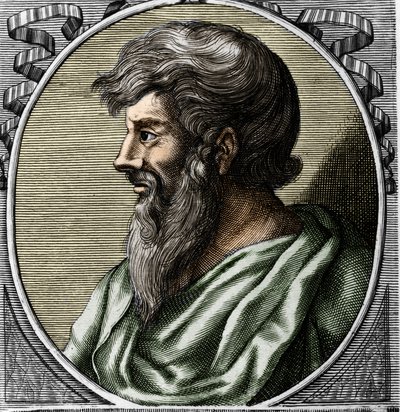 Retrato de Pitágoras (ca. 570 - alrededor de 480 a.C.), matemático y filósofo griego. Grabado del siglo XVIII de Unknown artist