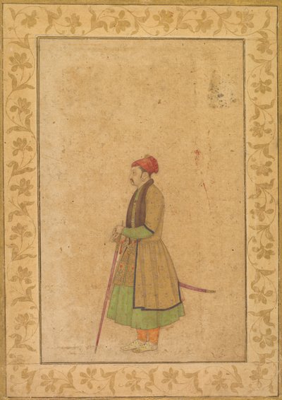 Retrato de Raja Ram Singh de Amber (r. 1667-1688) con una espada Deccan (anverso) de Unknown artist