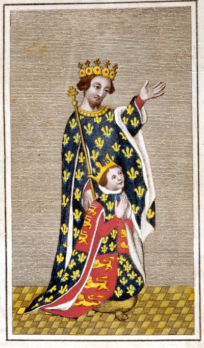 Retrato de Ricardo III (1452 - 1485) niño y su padre Ricardo de York. Grabado de finales del siglo XVIII. Biblioteca di Brera, Milán. de Unknown artist