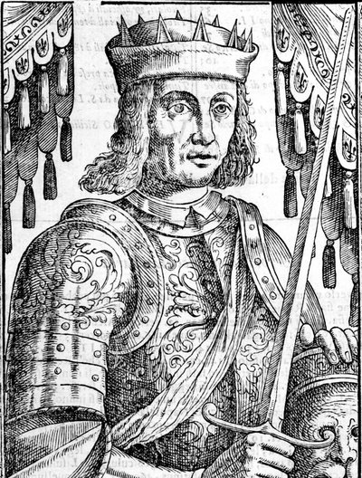 Retrato de Roger II de Hauteville (Ruggero Altavilla) (1097-1154), fundador de la monarquía de Sicilia. Xilografía del siglo XVI. de Unknown artist