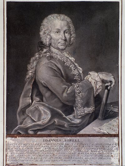 Retrato del compositor y violinista sueco Johan Joachim Agrell (Grabado) de Unknown artist