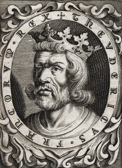 Retrato de Thierry I (? - 533), Rey de Austrasia. Grabado del siglo XVIII. de Unknown artist