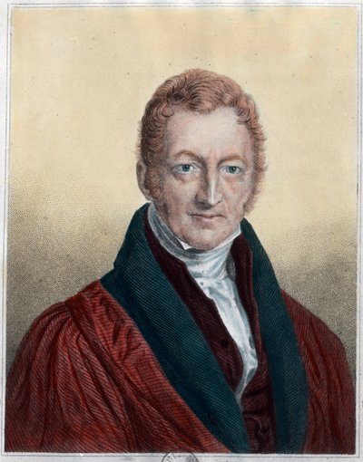 Retrato de Thomas Malthus (1766 - 1834), economista y pastor inglés. Grabado del siglo XIX. Colección privada de Unknown artist