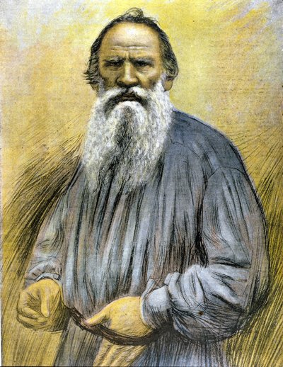 Retrato de Tolstoy. Grabado de finales del siglo XIX. de Unknown artist