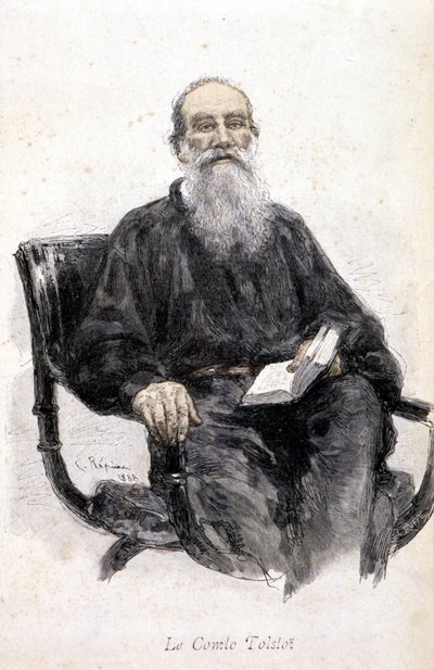 Retrato de Tolstoy, grabado 1888 de Unknown artist