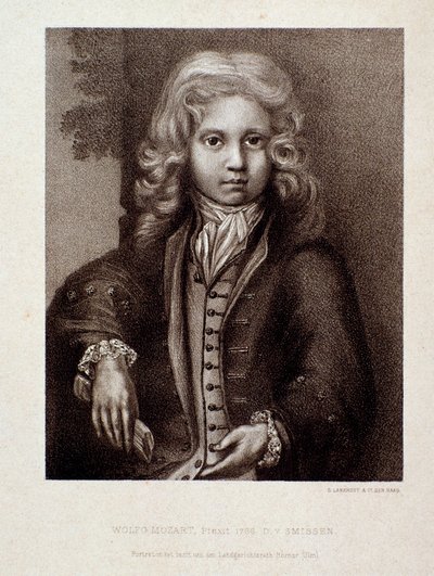 Retrato de Wolfgang Amadeus Mozart, de niño (grabado) de Unknown artist