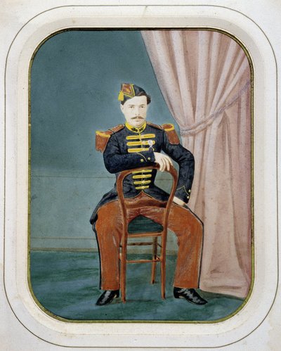 Retrato de un soldado. Fotografía anónima coloreada, circa 1880. de Unknown artist
