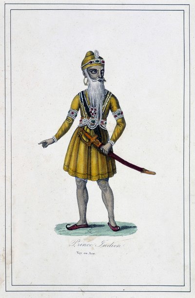 Retrato de un príncipe indio en traje tradicional - en 