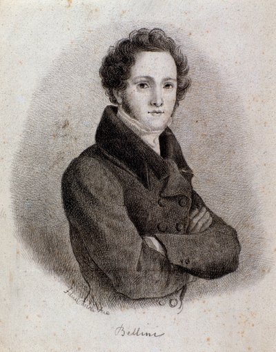 Retrato del compositor italiano Vincenzo Bellini. Grabado. Siglo XIX de Unknown artist