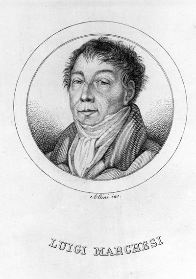 Retrato del castrato italiano Luigi Marchesi (1754 - 1829) también conocido como Marchesini. Grabado del siglo XIX. de Unknown artist