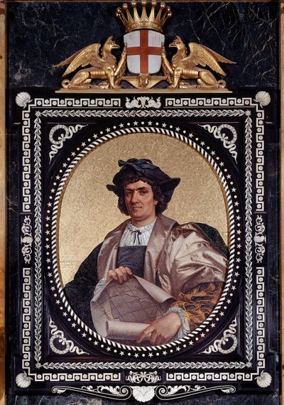Retrato del navegante italiano Cristóbal Colón (1451-1506) Mosaico de Unknown artist