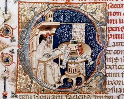 Retrato del monje copista Ugo de Florencia (Miniatura, c.1320) de Unknown artist