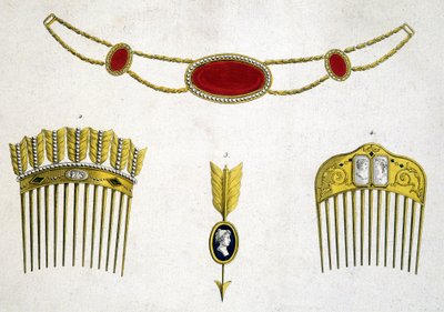 Peines y alfileres preciosos, circa 1810 de Unknown artist