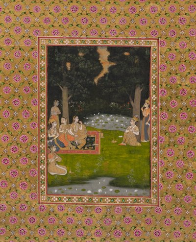 Princely ascetic in the forest visited by ladies de Unknown artist