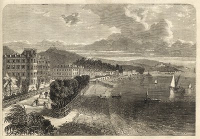 Paseo de los Ingleses en Niza en 1866 - Grabado de Unknown artist