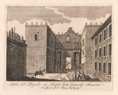 Prota del Popolo o Puerta del Pueblo antiguamente Flaminia: 1. la iglesia de Santa Maria del Popolo de Unknown artist