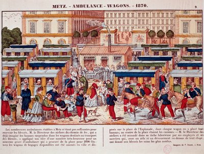 Guerra prusiana: vagones de tren usados como ambulancias, Metz, Francia de Unknown artist