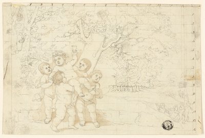 Putti llevando al joven Baco de Unknown artist