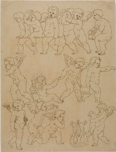 Putti realizando tareas de Unknown artist