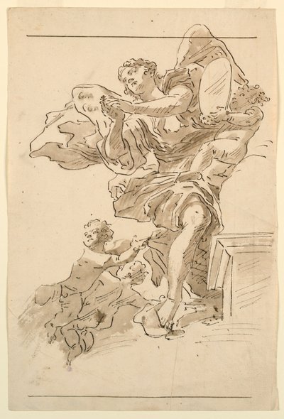 Putti y figura alada de Unknown artist