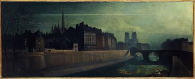 Quai des Orfêvres, Pont Saint-Michel, Notre-Dame, hacia 1860; efecto nocturno, actuales distritos 1 y 4, entre 1855 y 1865 (óleo sobre lienzo). de Unknown artist