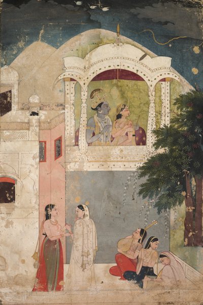 Radha and Krishna Seated on a Balcony de Unknown artist