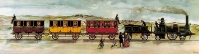 Línea ferroviaria entre Barcelona y Mataró inaugurada el 28 de octubre de Unknown artist
