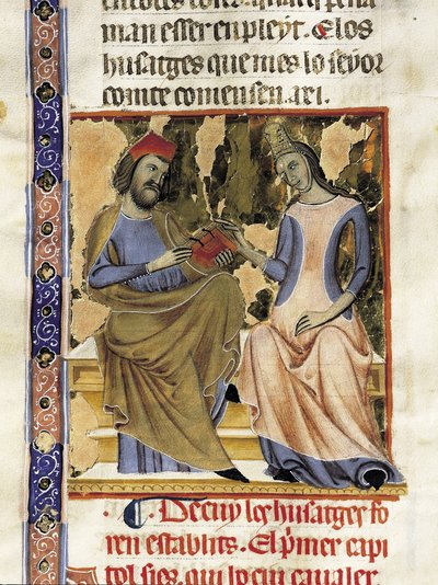 Raimundo Berengario I de Barcelona (1023-1076) y su esposa Almodis (Adalmode) de las Marcas (miniatura) de Unknown artist