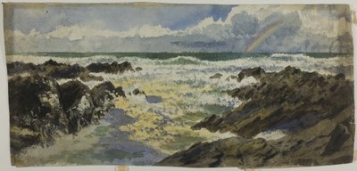 Arco iris sobre mar tormentoso de Unknown artist