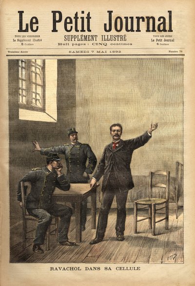 Ravachol (1859-1892, o François Claudius Koenigsberg) en su celda, después de su audiencia en los asises el 26 de abril de Unknown artist