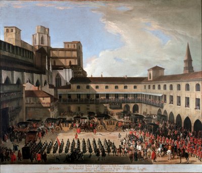 Recepción en Milán de embajadores venecianos por el emperador Carlos VI en 1711 (pintura) de Unknown artist