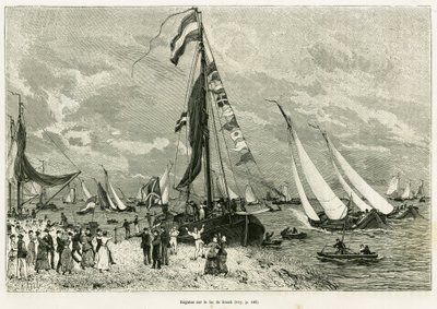 Regatas en el Lago Sneek (Países Bajos). Ilustración de la historia La Frise, basada en una relación de un periódico holandés, en Le tour du monde 1886, dirigido por Edouard Charton (1807-1890), Hachette, París de Unknown artist