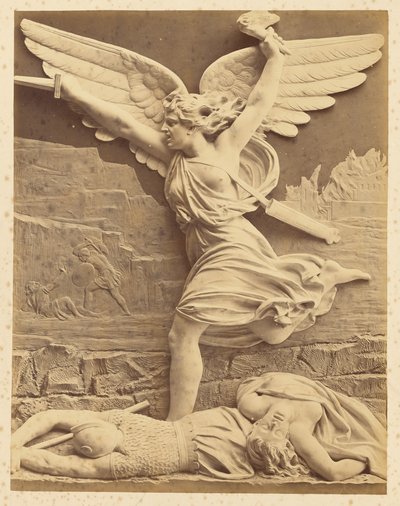 [Escultura en relieve de figura alada con daggar] de Unknown artist