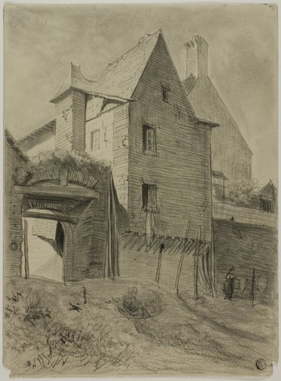 Resto de un Viejo Castillo Incorporado en una Granja de Unknown artist