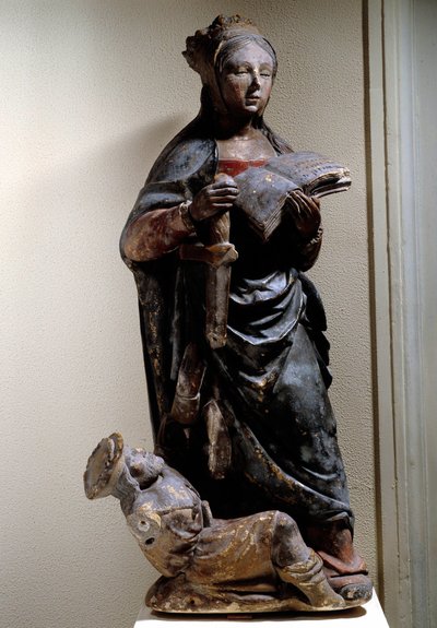 Representación de Santa Catalina de Siena. Escultura de piedra caliza policromada. Siglo XV. Compiègne, Museo Vivenel de Unknown artist