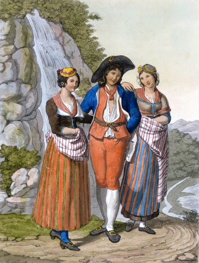 Representación de los valdenses con sus ropas. 1820 ca. de Unknown artist