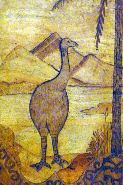 Representación de un Moa de Nueva Zelanda, raza extinta de ave gigante incapaz de volar. Siglo XVIII de Unknown artist