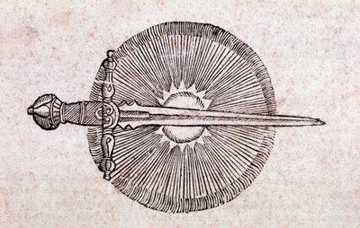 Representación de un cometa como una espada atravesando el cielo de Unknown artist