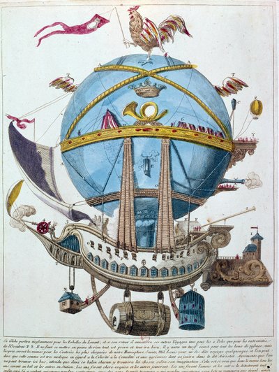 Representación de un viaje en globo, grabado satírico del siglo XVIII de Unknown artist