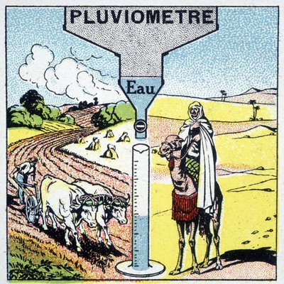 Representación de una lluvia y los efectos de la lluvia en diferentes regiones y su influencia en la agricultura de Unknown artist