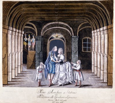 Representación de la ópera “Giulio Sabino” de Giuseppe Sarti (1729-1802) en Viena en 1785. En el escenario Caterina (Katharina) Cavalieri y el castrado Luigi Marchesi. Milán de Unknown artist